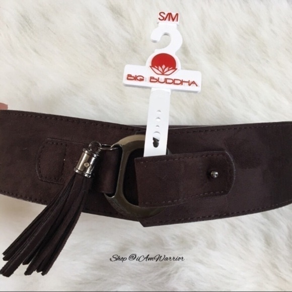 Big Buddha NWT brown vegan faux suede wide waist tassel belt *shop@iamwarrior main image 6